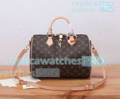 Copy L---V Monogram Speedy 30 Bandoulière Handbag Brown Best Quality